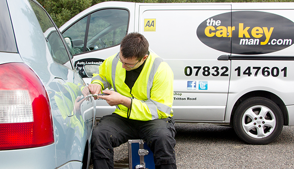 Simon working on broken car lock